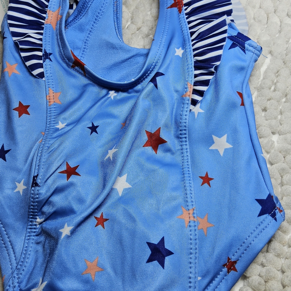 1 NWT Outdoor Oasis size 3/6 mos Blue One Piece Swimsuit with Star Pattern - Picture 5 of 7